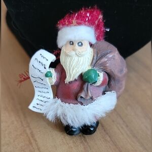 Ceramic Christmas Santa Holding Naughty/Nice list and Bag Christmas Pin